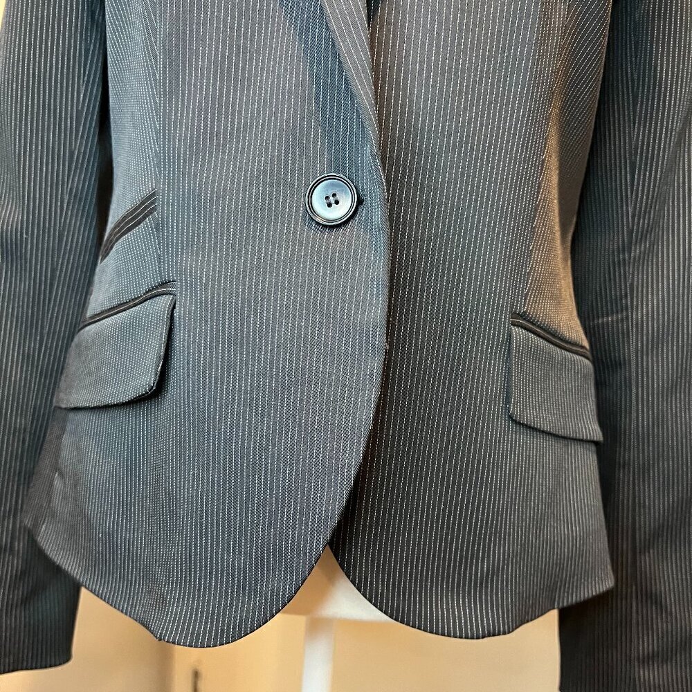 Mng By Mango Black Pinstriped Single Button Moder… - image 4